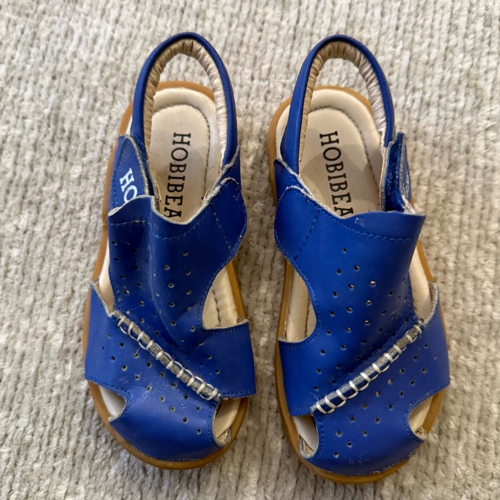 Hobibear Blue Leather Toddler Sandals Size 1.5 Comfort Shoesโ